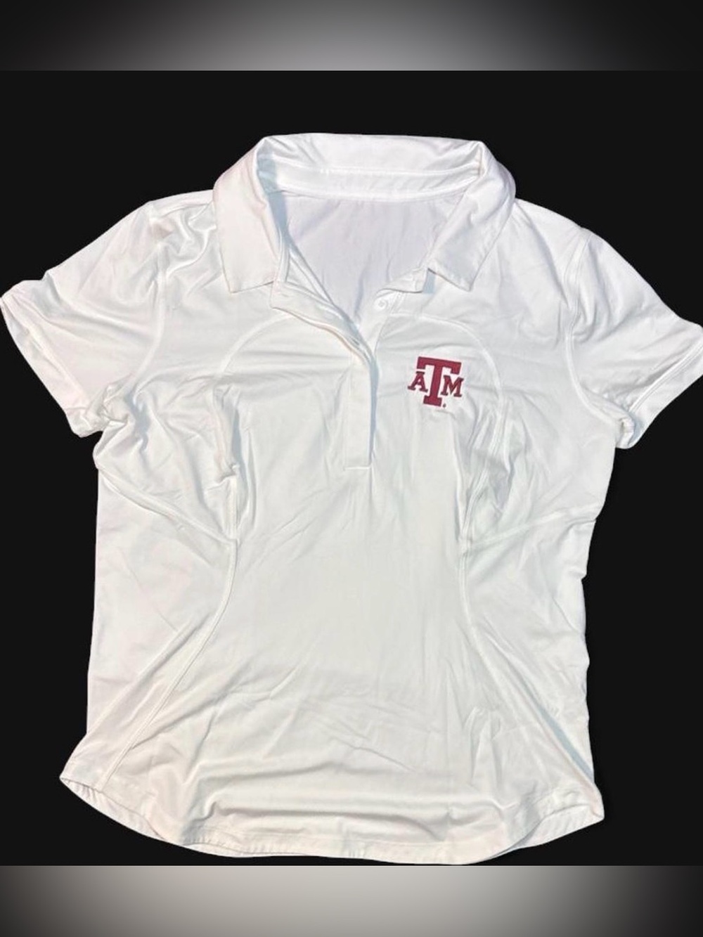 lululemon athletica White Polo with Maroon A&M Logo